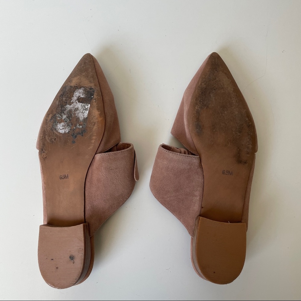 Jeffrey Campbell Charlin Leather Suefe Tan Bow Slip On Mule Flats 6.5M Blush - Picture 5 of 5
